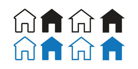 Home icon set silhouette vector image Art illustration.