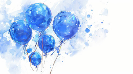blue balloons isolated on white
