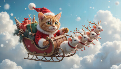 santa claus with a cat