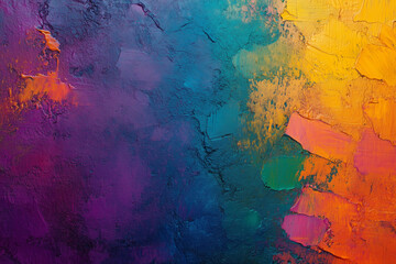 Obraz premium painting with a lot of colors and brush strokes. The colors are bright and the brush strokes are thick. The painting has a lot of texture and seems to be abstract