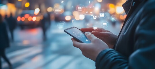 Customer journey concept. Businessman use smartphones with virtual customer journey icons, and journey evaluations to boost satisfaction, encourage repeat business, and drive revenue growth,


