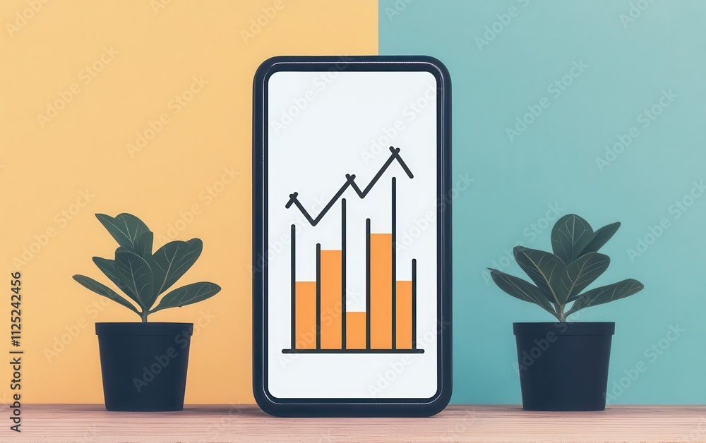 Aufkleber good growth and progress concept. mobile app displaying progress charts and growth trend projections