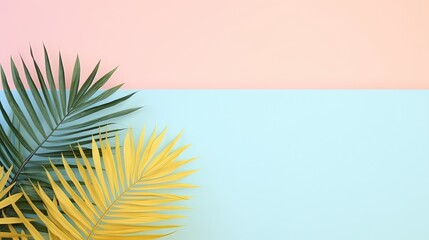A retro inspired exotic botanical background featuring vibrant pink, purple, and coral tropical leaves on a soft pastel gradient, blending vintage aesthetics with modern, colorful, and dreamy design, 