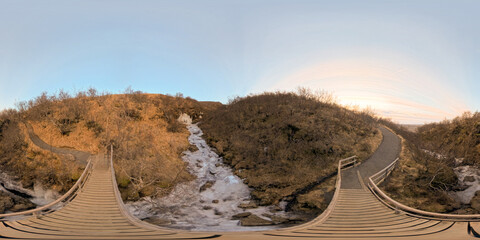360 equirectangular photo frozen rivers Magnusarfoss Iceland 2024