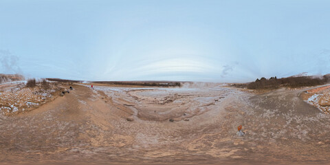 360 equirectangular photo Strokkur Geyser eruption celand 2024