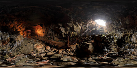 360 equirectangular photo lava tunnels Iceland 2024