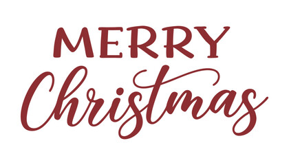 Calligraphic text &ldquo;Merry Christmas&rdquo;, red on white background