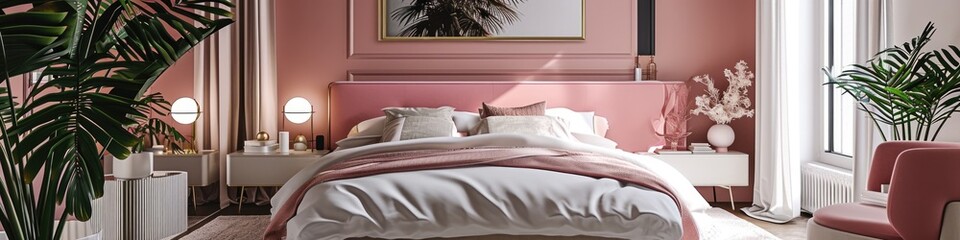 Minimalist Modern Bedroom Decor in Pink and White