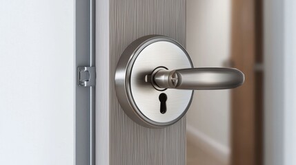 Obraz premium Secure Door Lock with Keyhole on Modern Interior Door for Safety and Protection