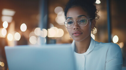 Businesswoman in Virtual Meeting with Documents and Colleagues