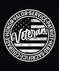VALOR SERVICE PATRIOT HERO SACRIFICE COURAGE HONOR VETERAN TSHIRT DESIGN