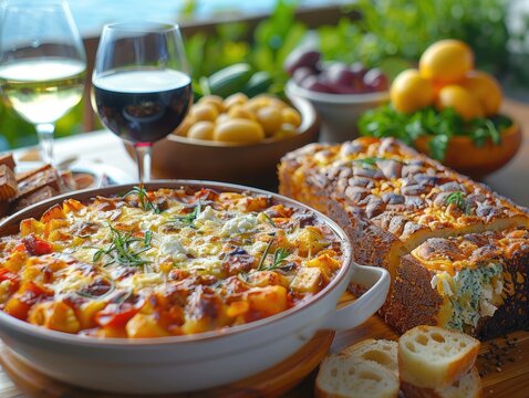 Delicious Cypriot Meze Moussaka Halloumi Cheese Feast