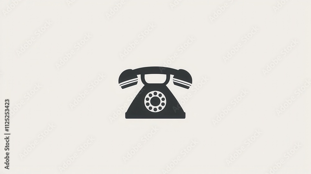 Poster simple and clean telephone icon symbolizing connection and communication in modern design