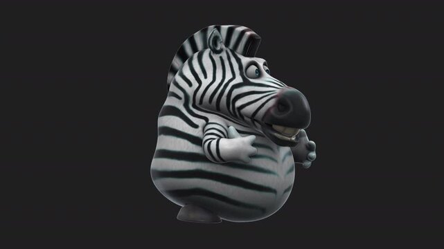 Fun 3D cartoon zebra talking (with alpha channel)