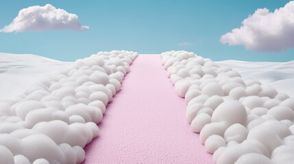 Fototapeta premium A pink and white path with a lot of snow on it