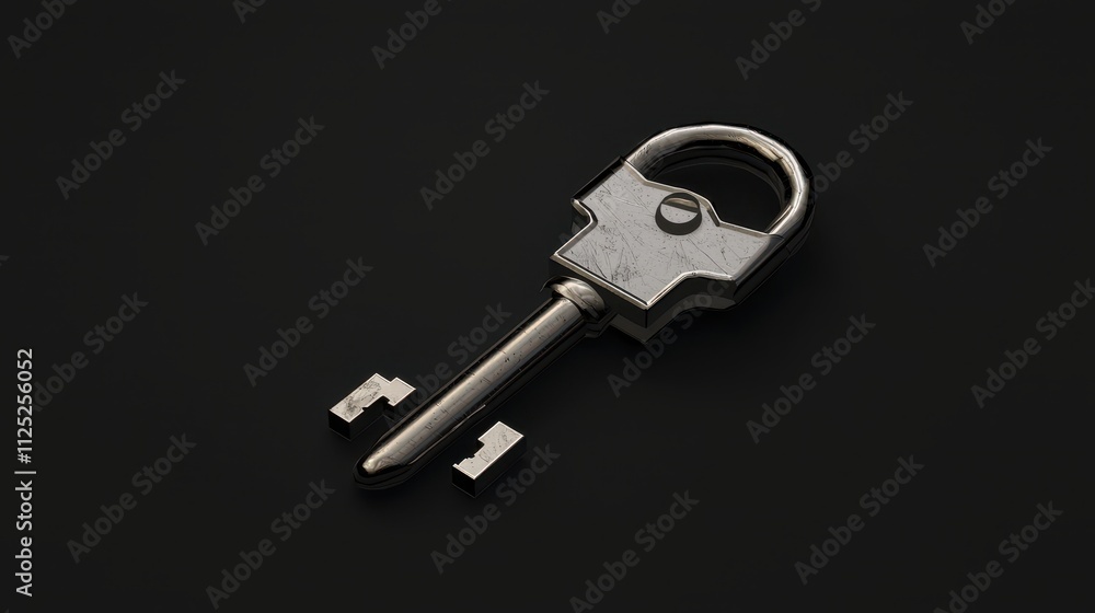 Poster key and padlock symbolizing security and privacy in a minimalist design