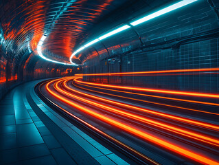 Inside the tunnel, neon lights, speed