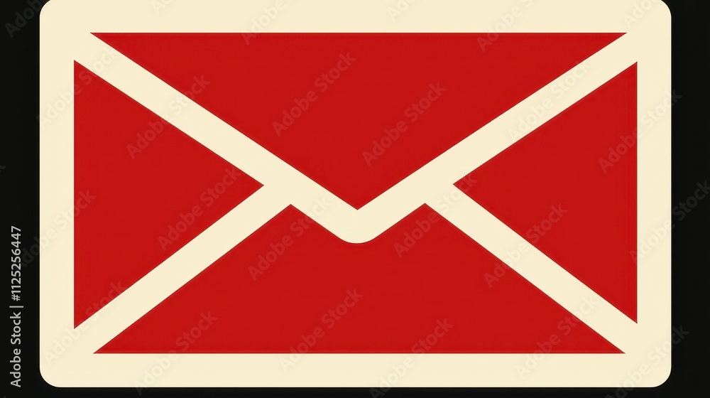 Poster simple red envelope icon symbol ideal for message communication and digital design elements