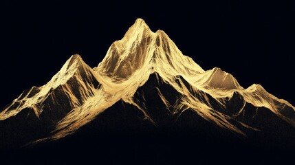 landscape wallpaper design with Golden mountain line arts, luxury background design for cover, invitation background, packaging design, fabric, and print. Vector illustration.