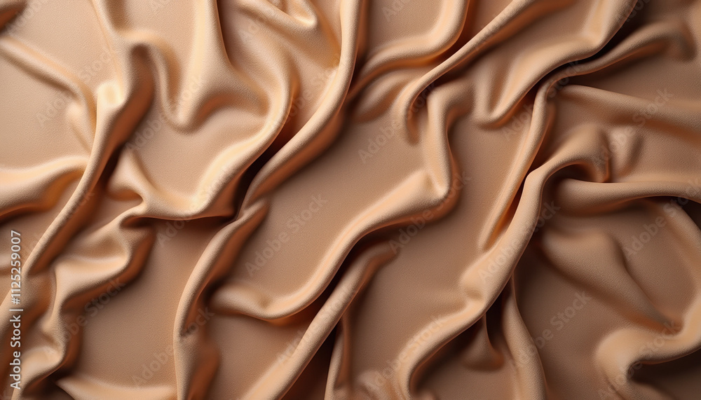 Poster close-up texture of mocha mousse colored cotton fabric displaying soft folds and a smooth aesthetic 