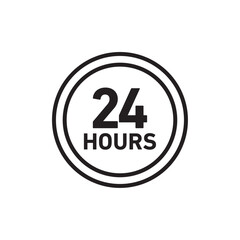 24 Hrs icon Flat art in black and white isolated