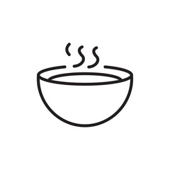 Bowl of soup icon Flat art in black and white isolated