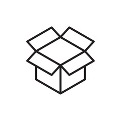Box opened icon Flat art in black and white isolated