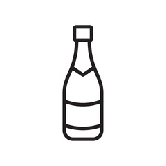 Champagne bottle icon Flat art in black and white isolated