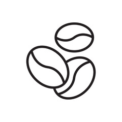 Coffee Bean icon Flat art in black and white isolated