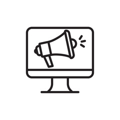 Digital marketing icon Flat art in black and white isolated