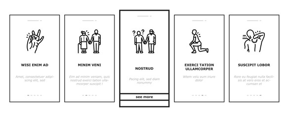 occupational therapist health onboarding mobile vector therapy physical care, physiotherapist assistance, professional doctor occupational therapist health illustrations