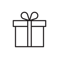 Gift box icon Flat art in black and white isolated