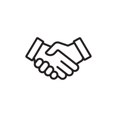 Handshake icon Flat art in black and white isolated