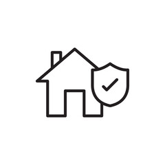 Home insurance icon Flat art in black and white isolated