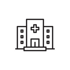 Hospital icon Flat art in black and white isolated