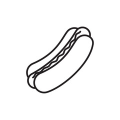 Hot dog icon Flat art in black and white isolated
