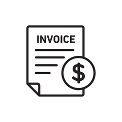 Invoice payment icon Flat art in black and white isolated