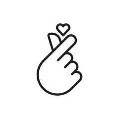 korean heart icon Flat art in black and white isolated