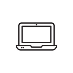 Laptop icon Flat art in black and white isolated
