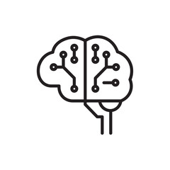 Machine learning icon Flat art in black and white isolated