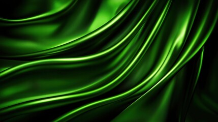 A green fabric with a pattern of waves