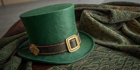 Green Leprechaun Hat with Gold Buckle