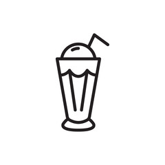 Milkshake icon Flat art in black and white isolated