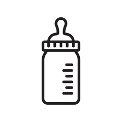 Milk bottle icon Flat art in black and white isolated