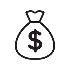 Money bag icon Flat art in black and white isolated