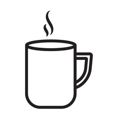 Mug icon Flat art in black and white isolated