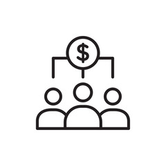 Mutual funds icon Flat art in black and white isolated