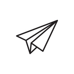 Paper plane icon Flat art in black and white isolated