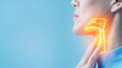 Image of a person with a glowing outline of the throat area.