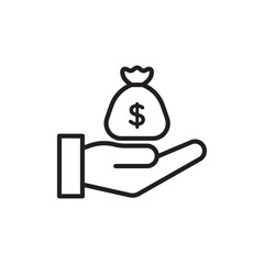 Profit icon Flat art in black and white isolated